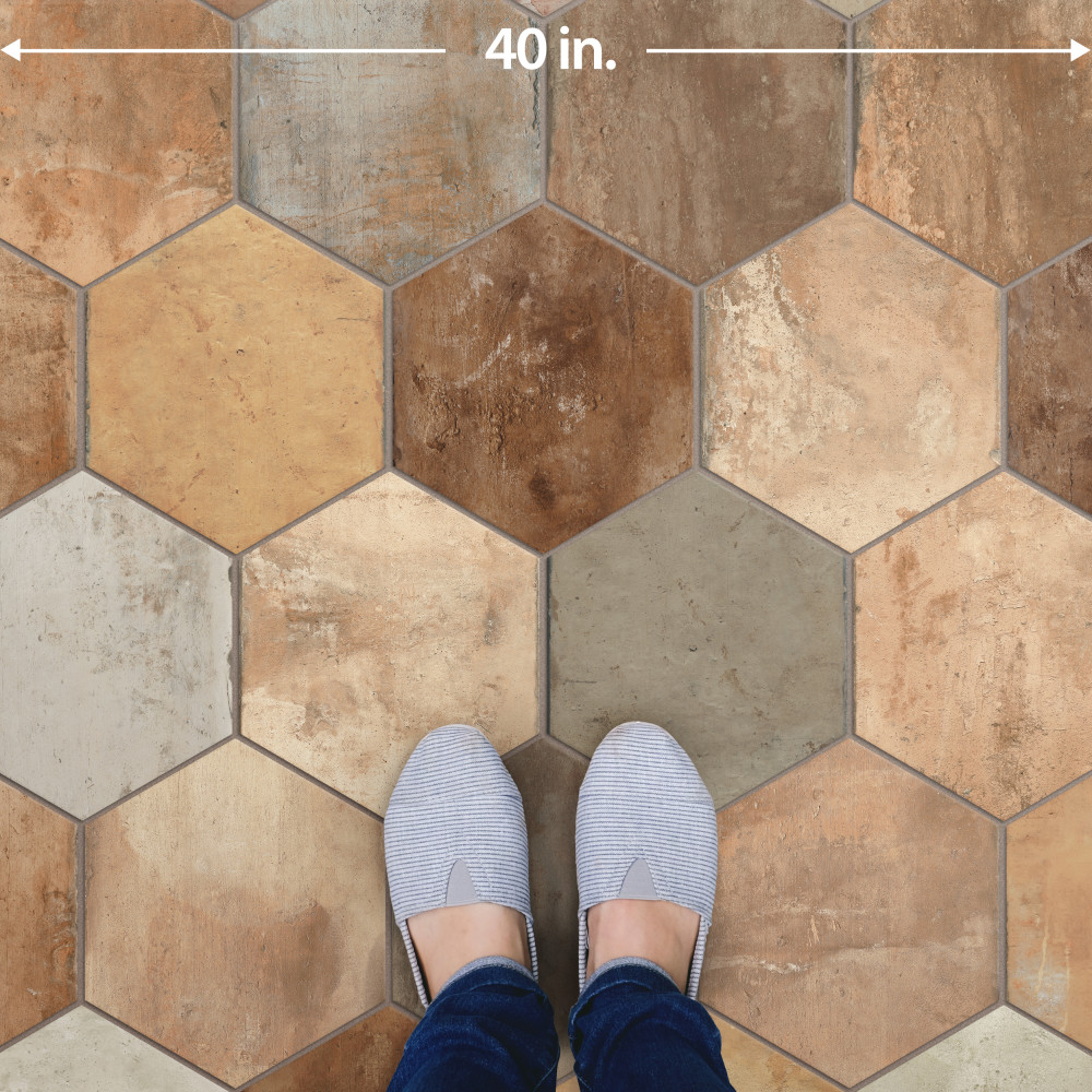 Terre Hex Rosso 9-7/8 in. x 11-3/8 in. Porcelain Floor and Wall Tile