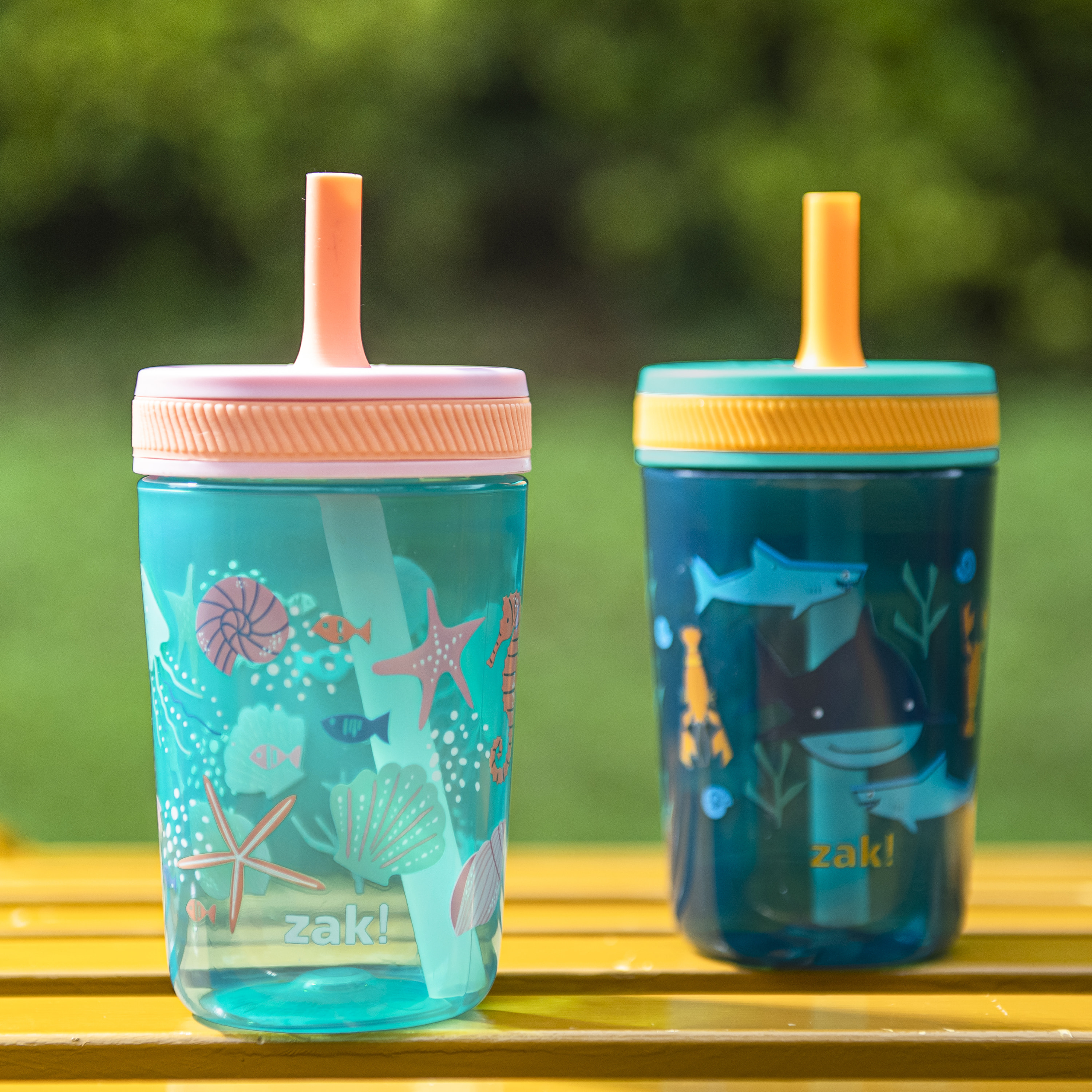 Zak Hydration 15 ounce Plastic Tumbler with Lid and Straw, Sea Shells, 2-piece set slideshow image 3 Zak Hydration 15 ounce Plastic Tumbler with Lid and Straw, Sea Shells, 2-piece set slideshow image 3