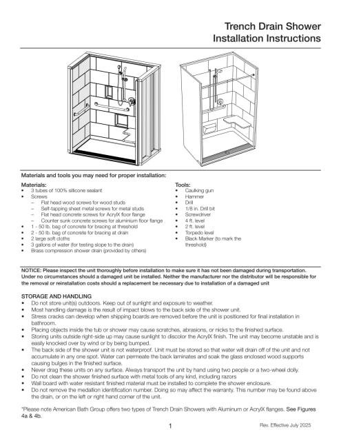 Installation Guides — Trench Shower Installation Guide