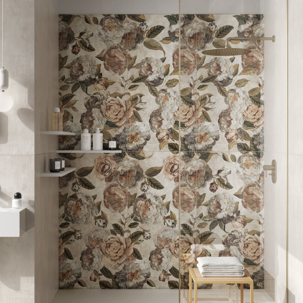 Parete Fiori Beige 23-1/2 in. x 47 in. Porcelain Floor and Wall Tile