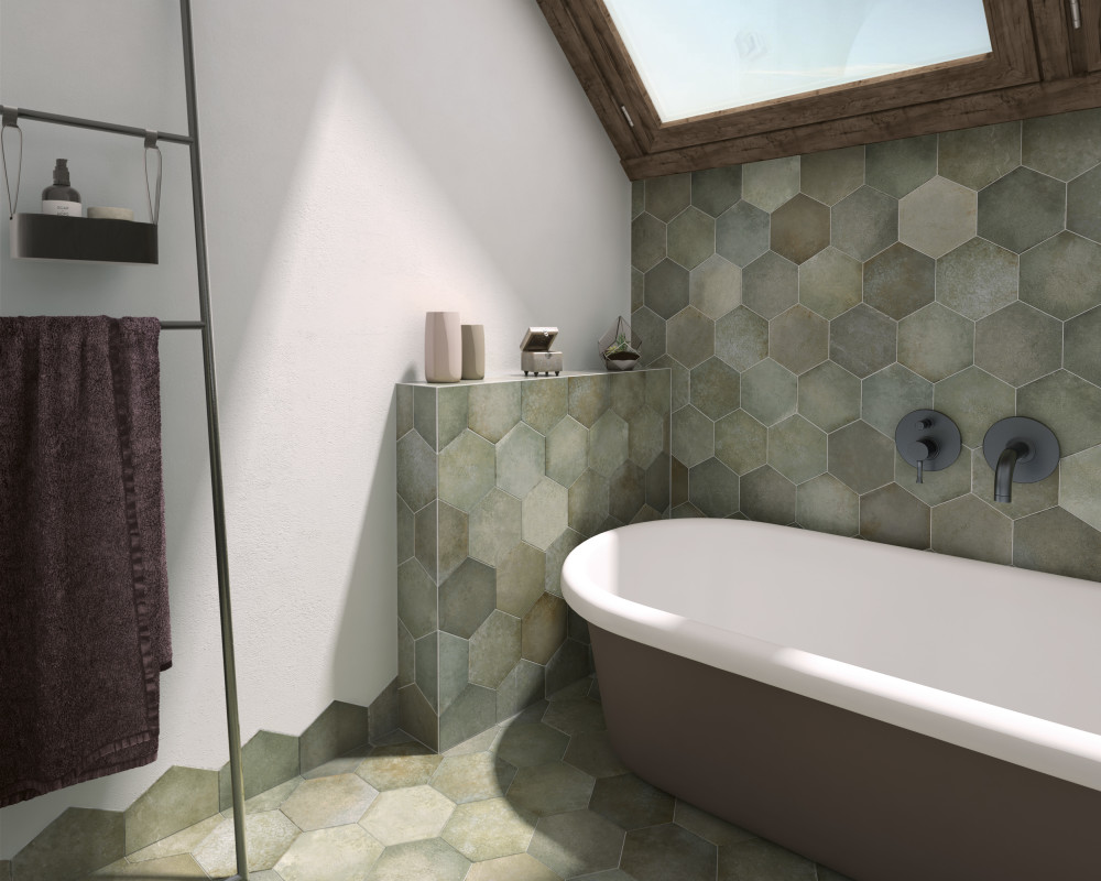 Sample – Heritage Hex Jungle Porcelain Floor and Wall Tile