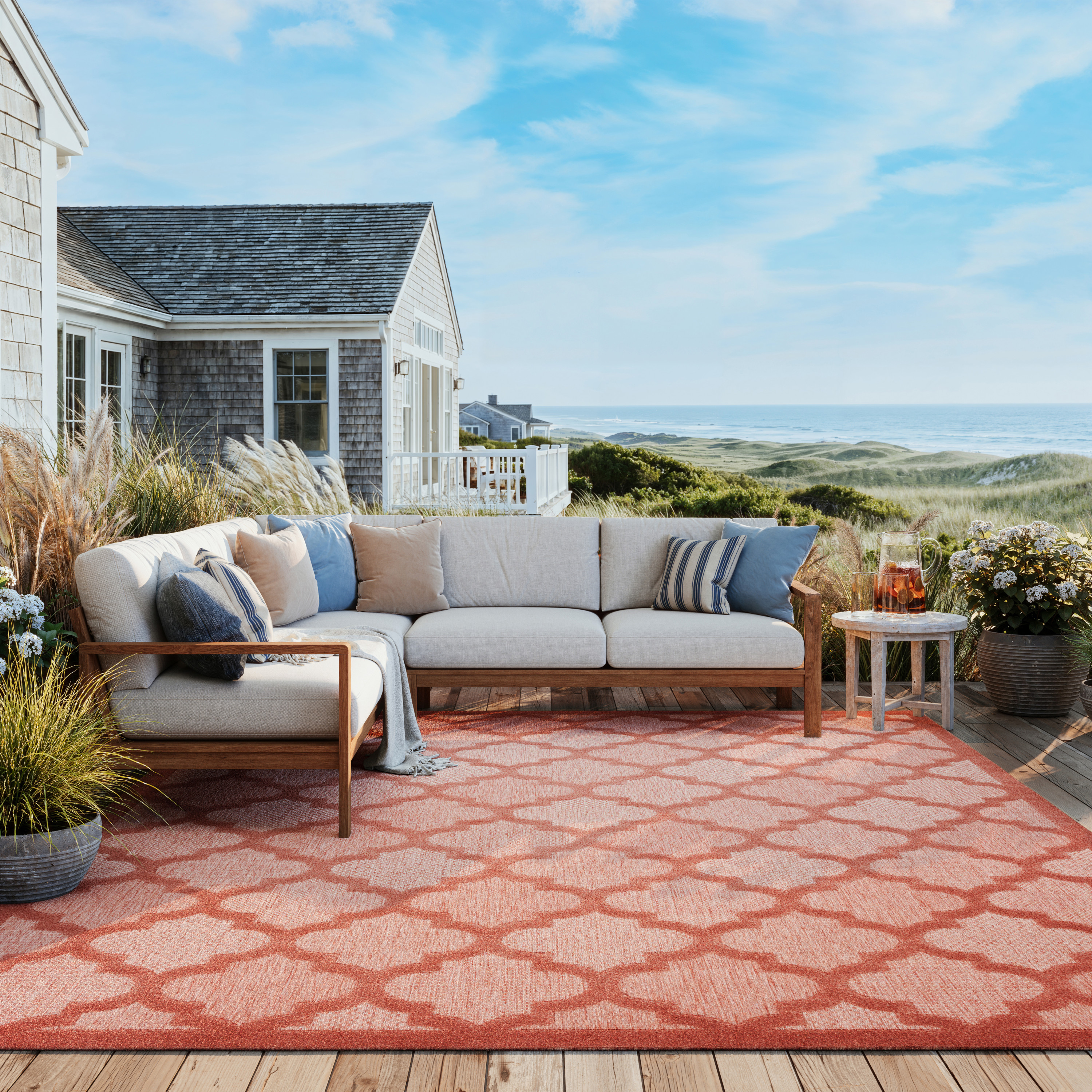 Nourison Easy Care 7' x 10' Coral Orange Modern Rug