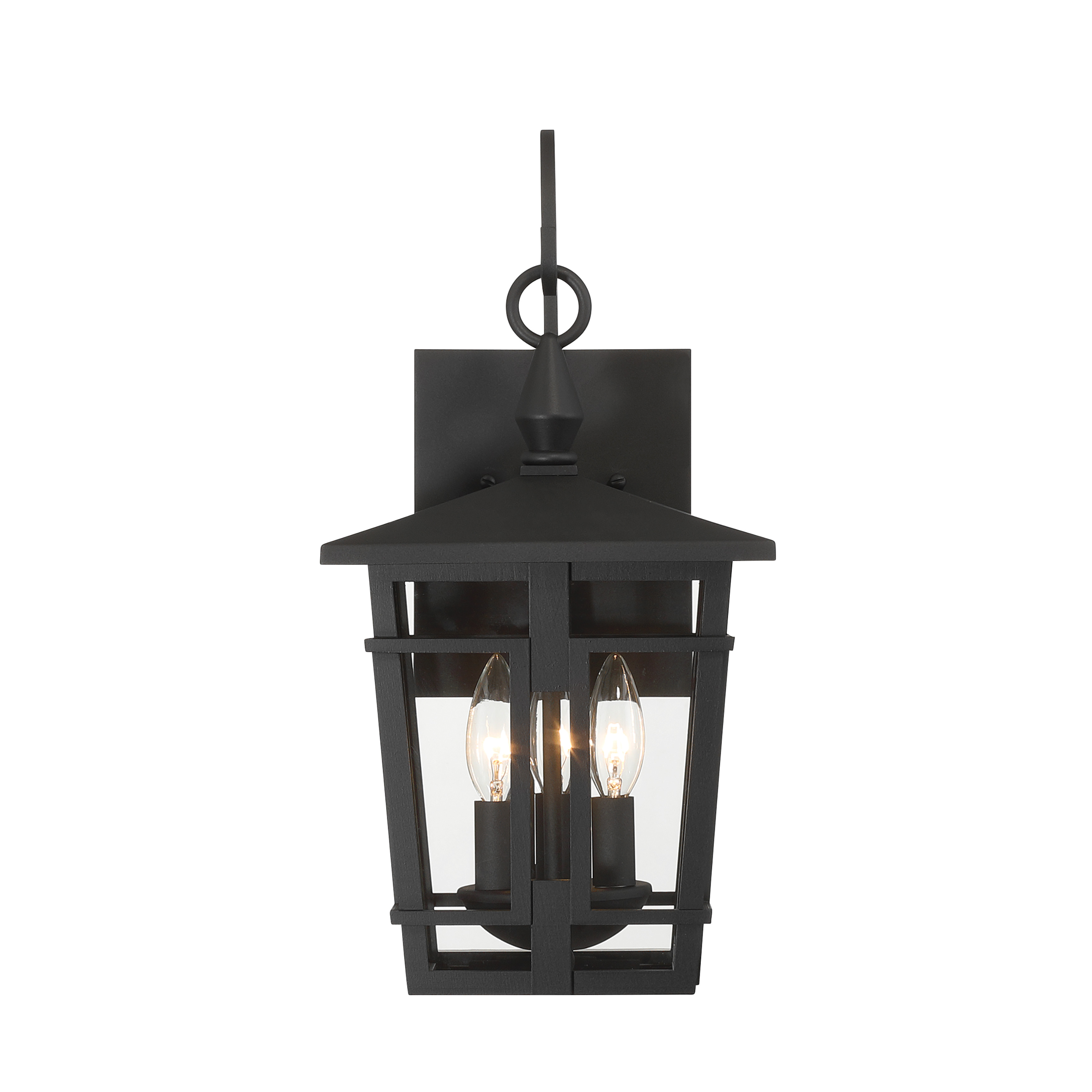3-Light Outdoor Wall Sconce - Sand Coal Black with Clear Glass - alternate view