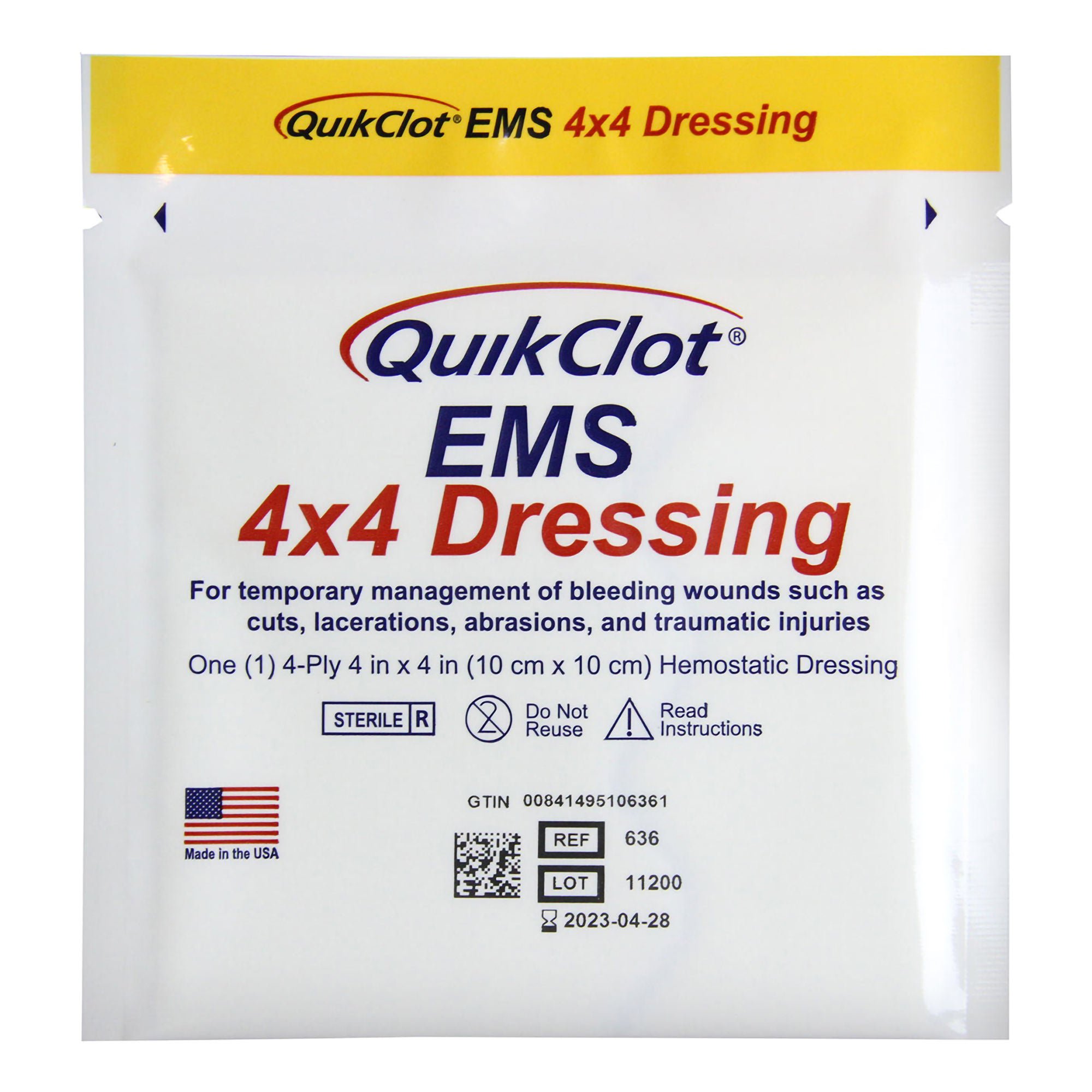 Teleflex LLC DRESSING, QUIK CLOT EMS 4"X4" (10/BX)