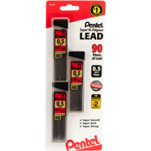 Super Hi-Polymer Lead (0.5mm) Fine, HB, 30-Piece/Tube 3-Pk