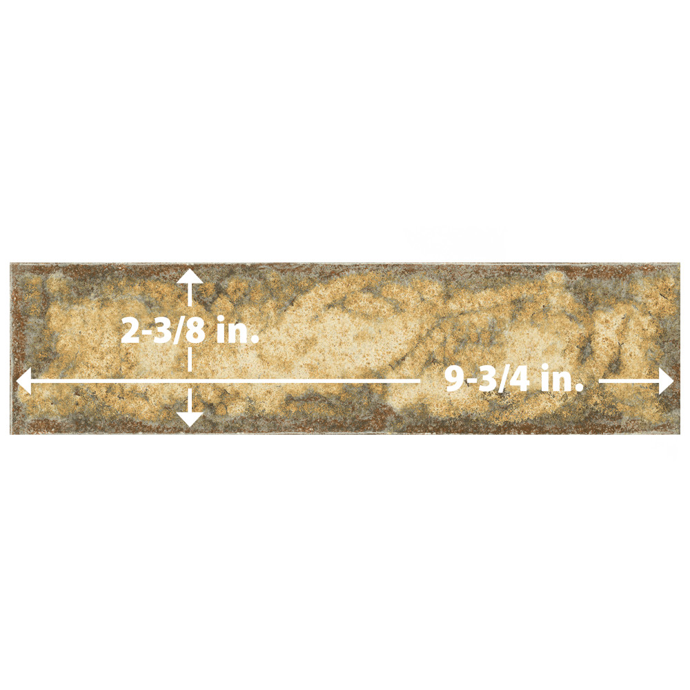 Gaudi React Brick Gold 2-3/8 in. x 9-3/4 in. Porcelain Floor and Wall Tile