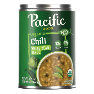 Pacific Foods® Organic White Bean Verde Chili, Plant Based, 16.5 oz Can (Case of 12)
