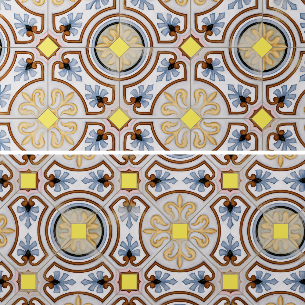 Vaudeville Octagon Deco Diglas with Taco Lima 7-7/8 in. x 7-7/8 in. Porcelain Floor and Wall Tile