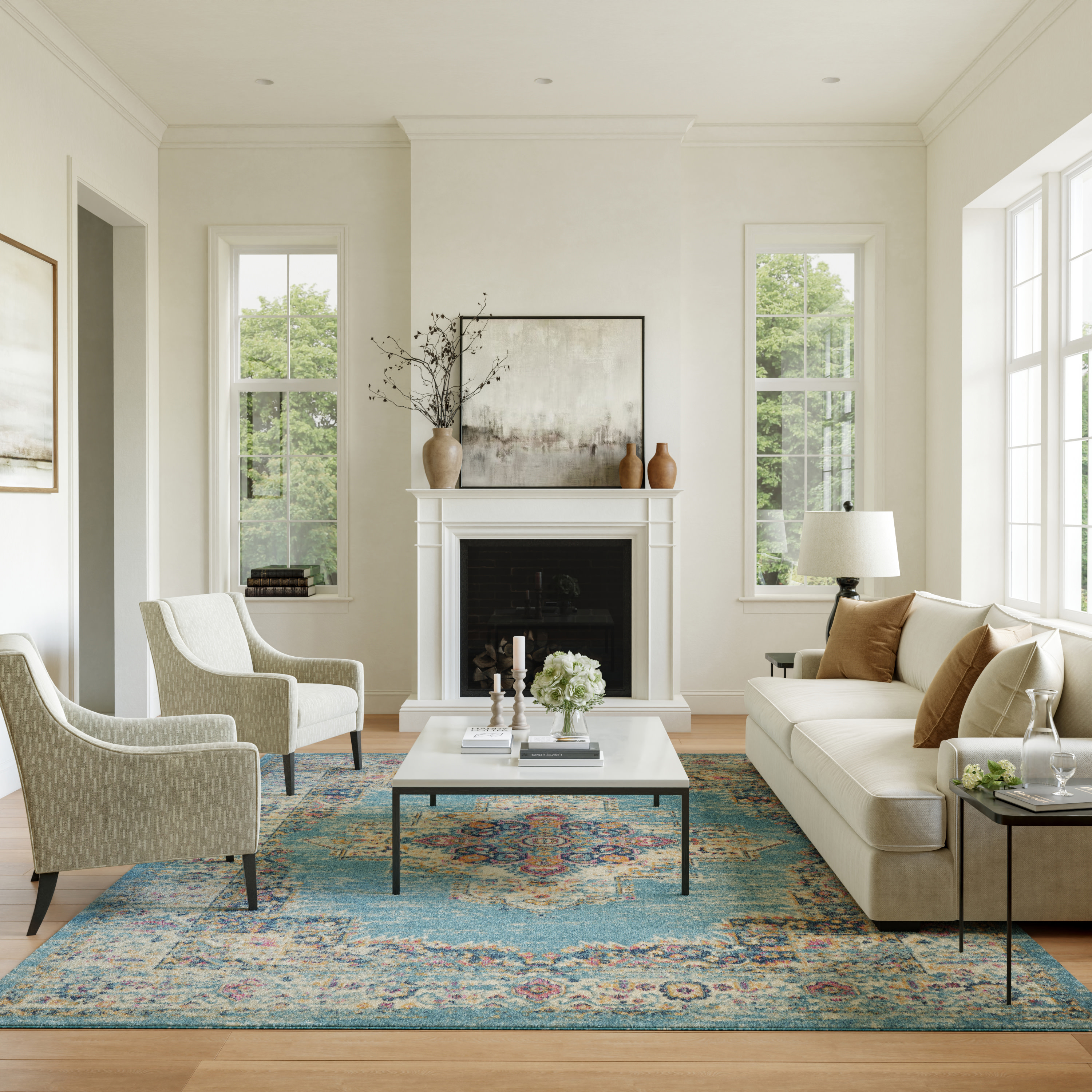 Nourison Passion 6'7" x 9'6" Light Blue Bohemian Indoor Rug