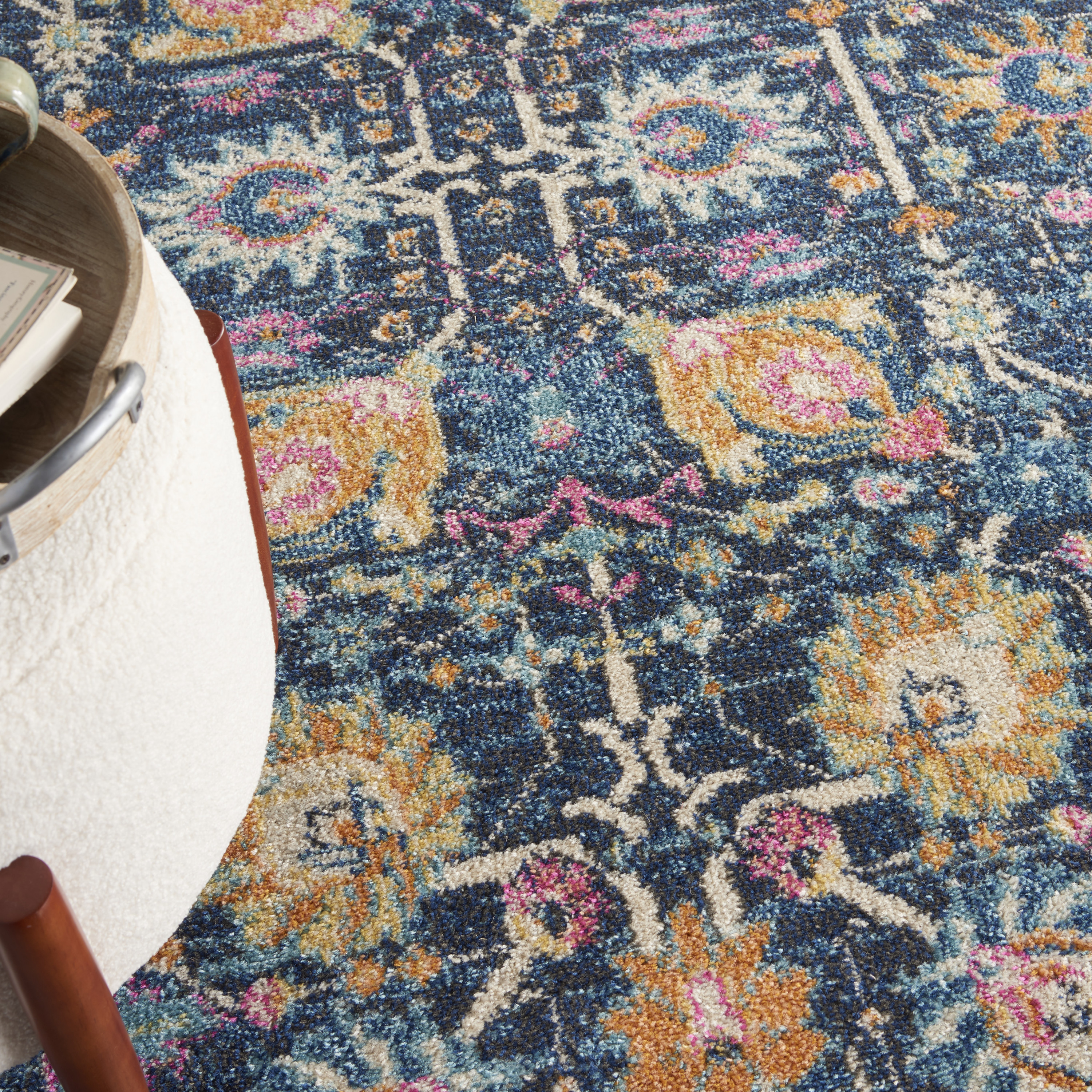 Nourison Passion 5' x Round Navy Bohemian Indoor Rug