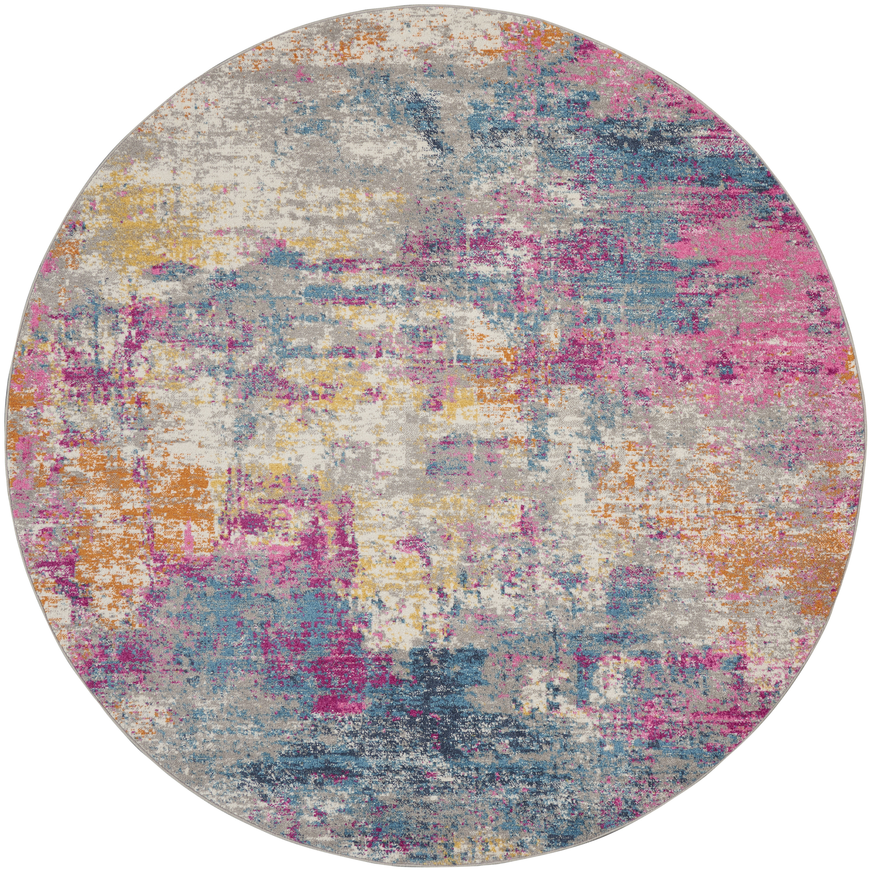 Nourison Passion 5' x Round Ivory Multicolor Modern Indoor Rug