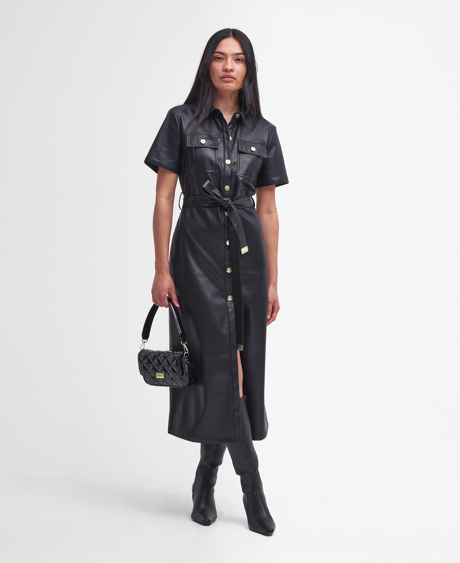 Aria Faux-Leather Midi Dress image number 1