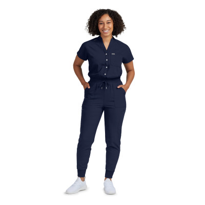 Landau Forward LO603 NEW Women&#8216;s 8-Pocket Snap Front Cargo Scrub Jumpsuit-Landau