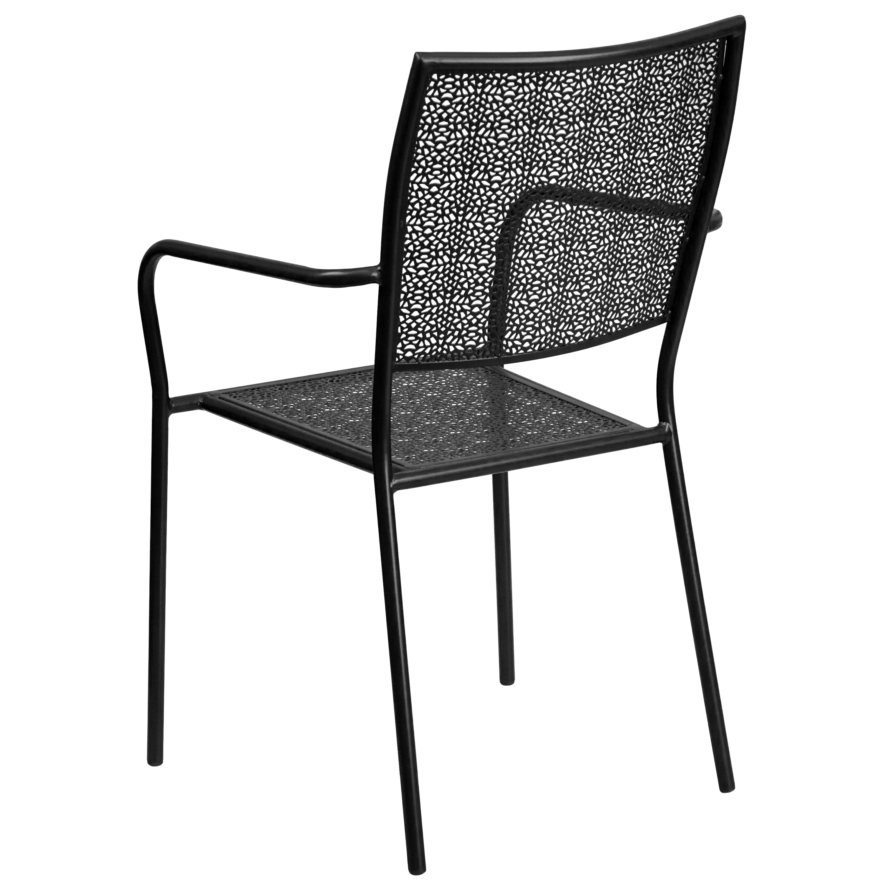 Commercial Grade Sky Blue Indoor-Outdoor Steel Patio Arm Chair with Square Back - Picture 48 of 61