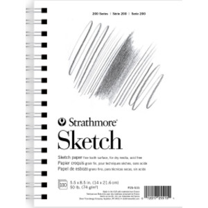 200 Series Sketch Paper Pad, Side Wire Binding, 100 Sheet, 5.5x8.5 inch, 1 Count
