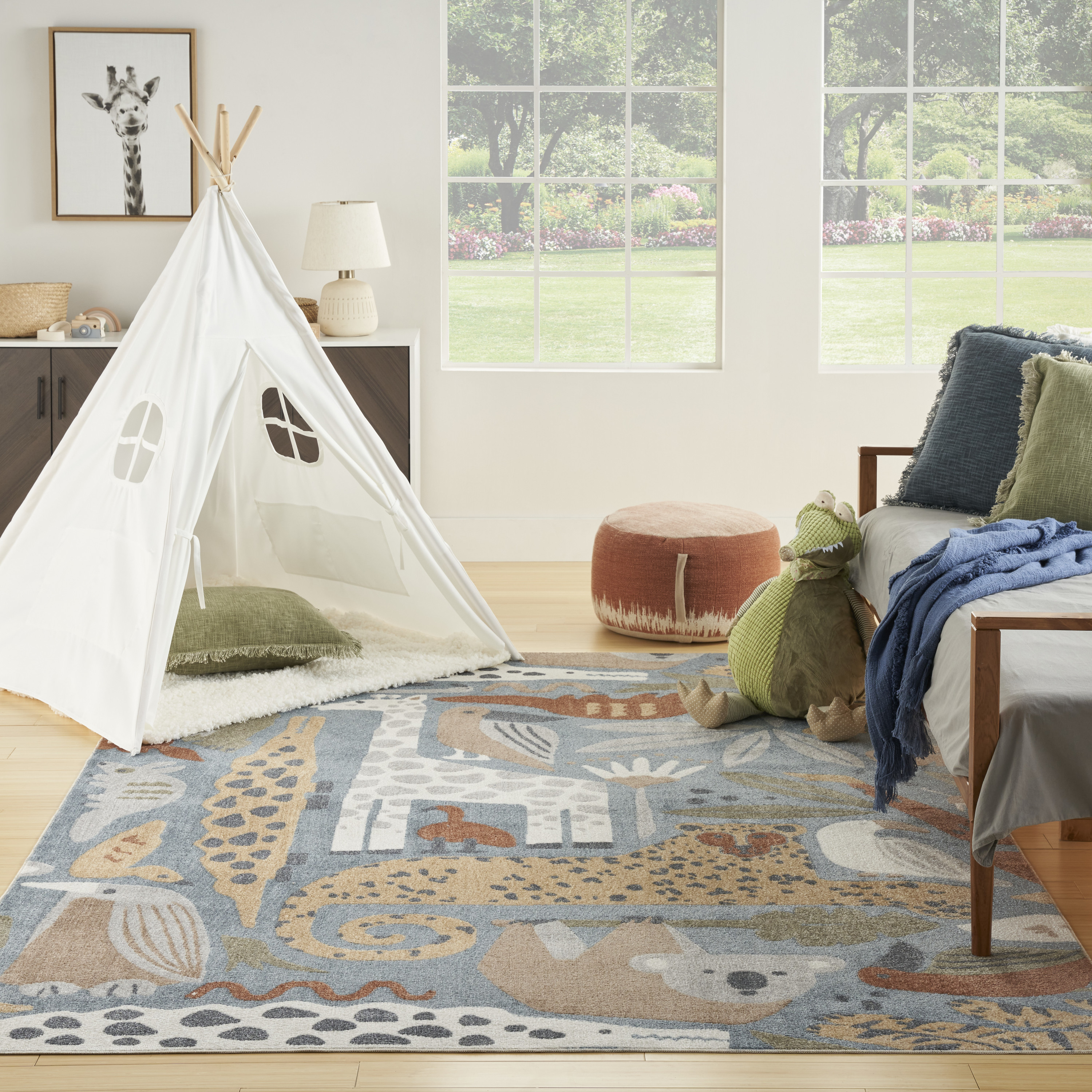 Nourison Astra Machine Washable 6'7" x 9' Multicolor Kids Indoor Rug