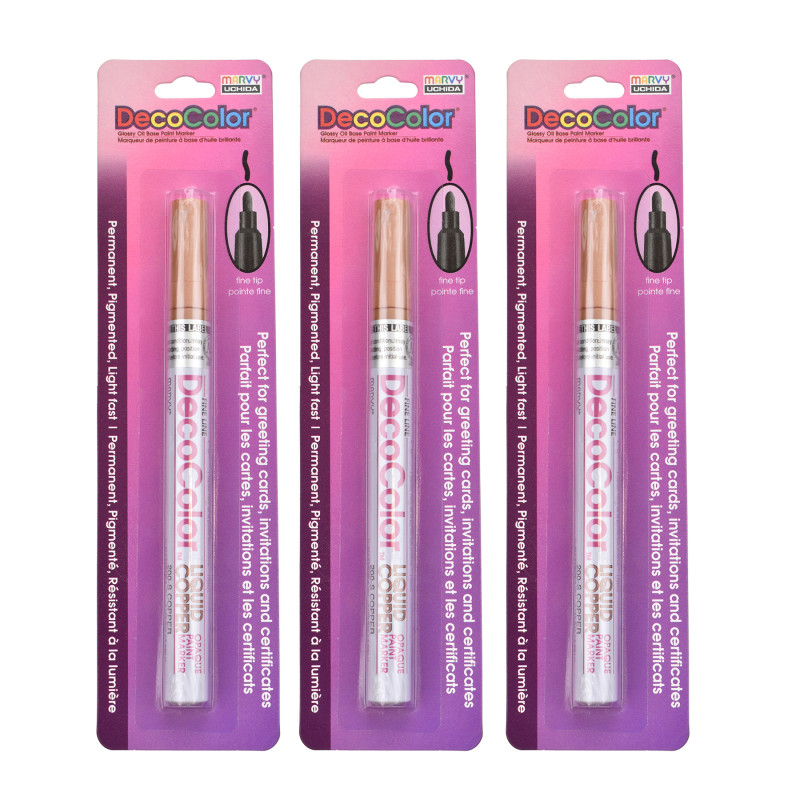 DecoColor® Paint Marker, Fine Tip, 200-S, Copper, Set of 3