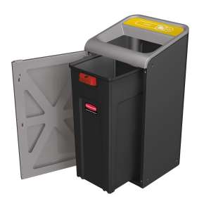 Rubbermaid Commercial, Configure, Cans, 33 gal, Metal, Gray, Rectangle, Receptacle