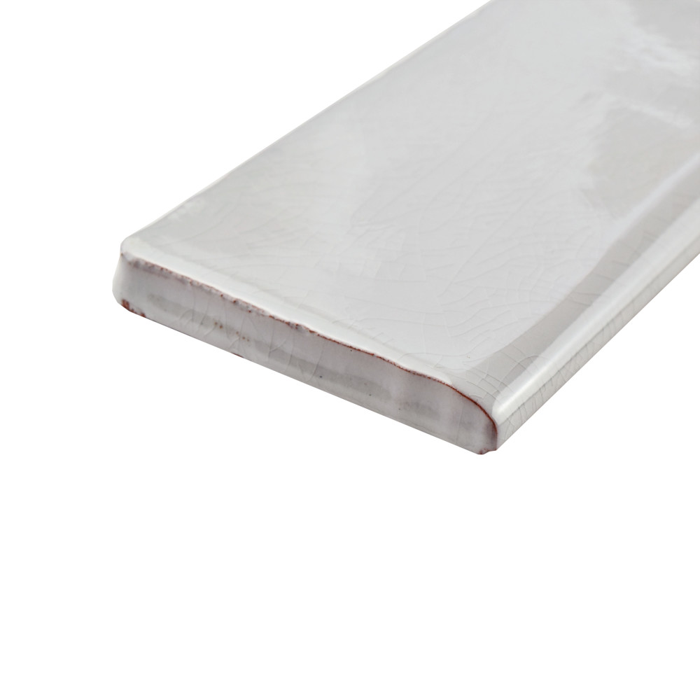 Antic Craquelle Bullnose Gris Oscuro 3 in. x 6 in. Ceramic Wall Trim