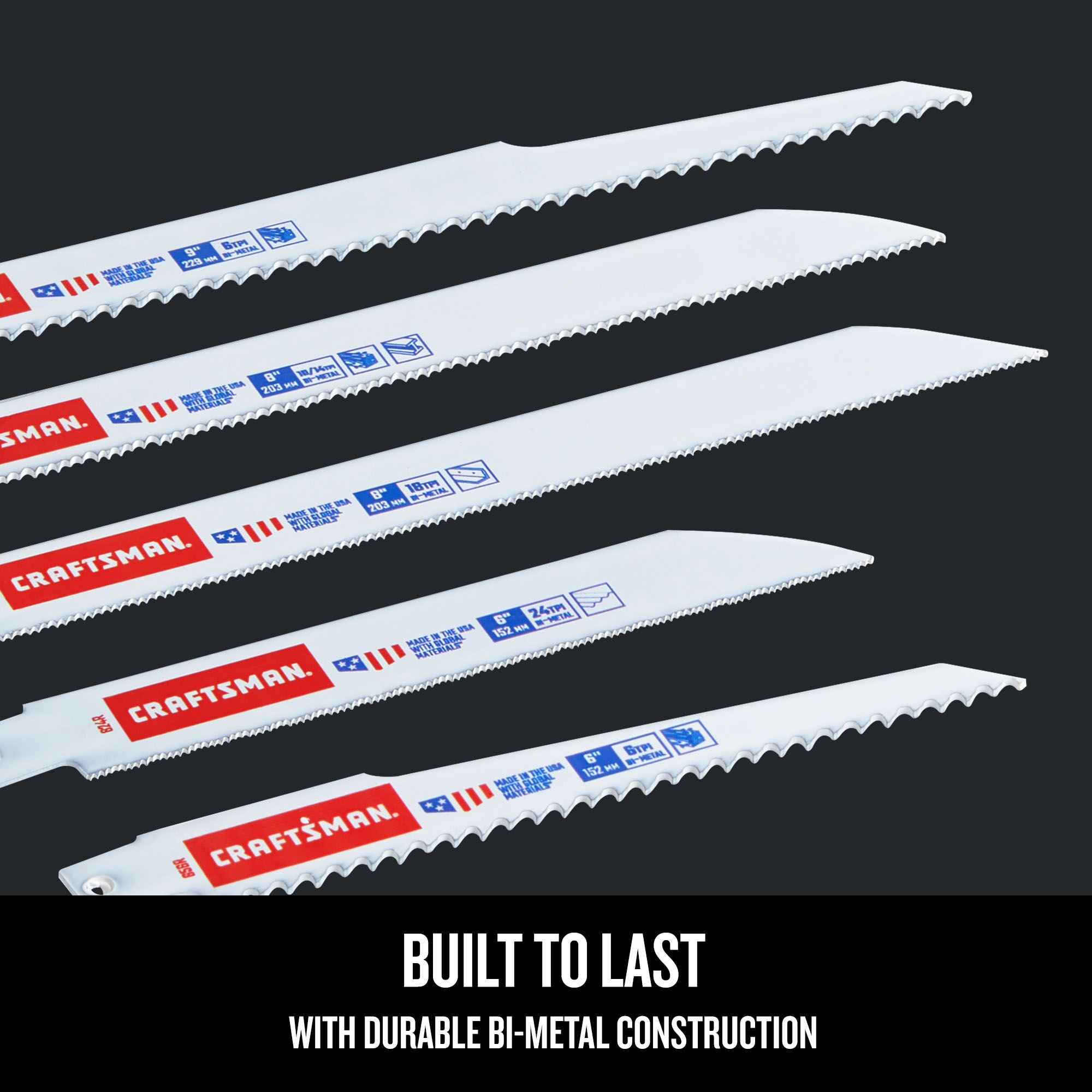 Graphic of CRAFTSMAN Blades: Reciprocating Saw highlighting product features