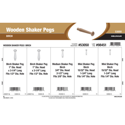 Birch Wooden Shaker Pegs Assortment