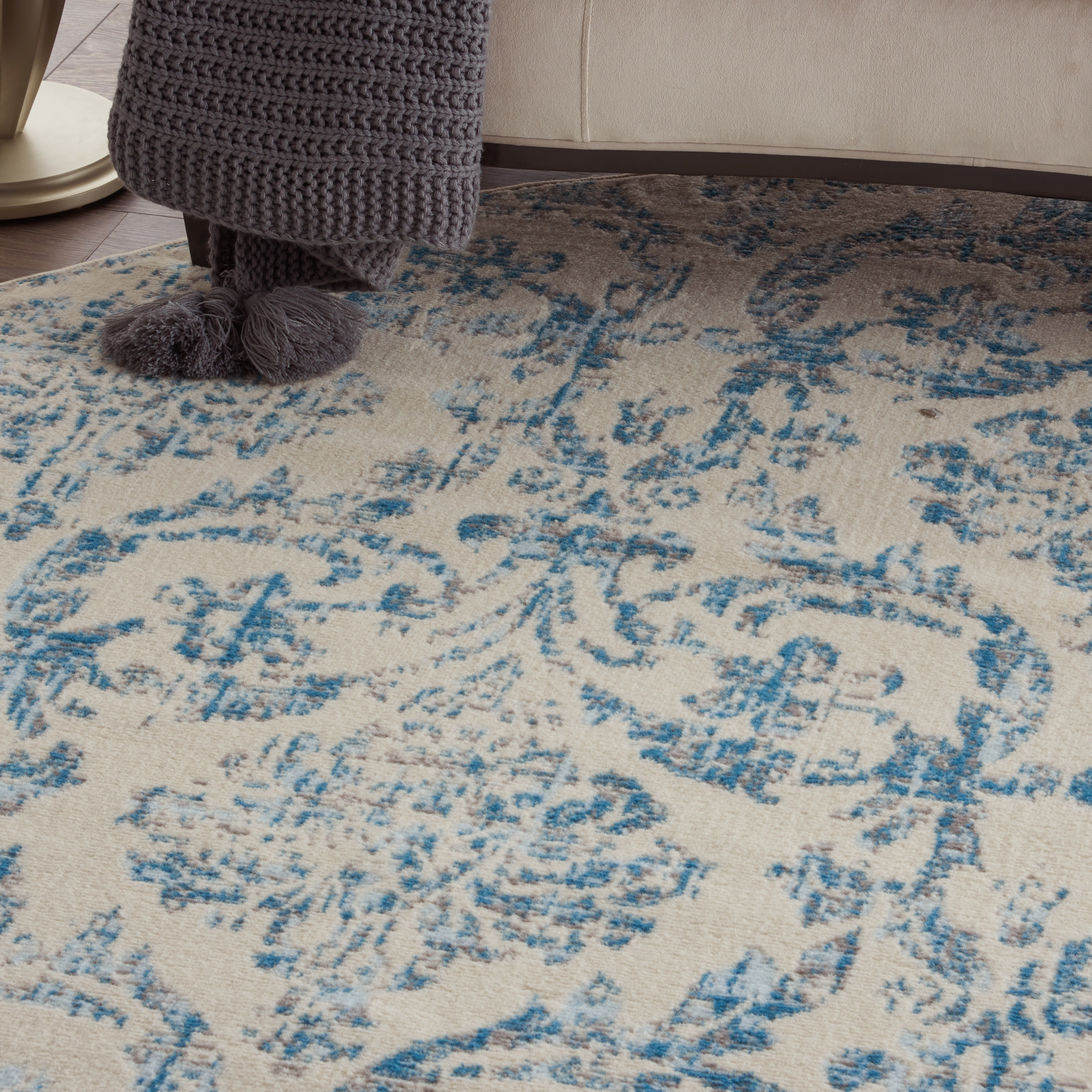 Nourison Jubilant 8' x Round Ivory Blue Vintage Indoor Rug