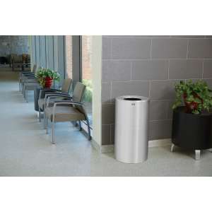Rubbermaid Commercial, Atrium, Open Top, 21 gal, Metal, Silver, Round, Receptacle