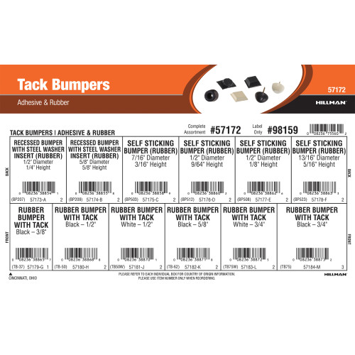 Tack Bumpers Assortment (Adhesive & Rubber)