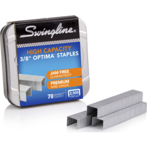 High Capacity Staples, 3/8 in Leg Length, 125 Per Strip, 2,500 Per Box