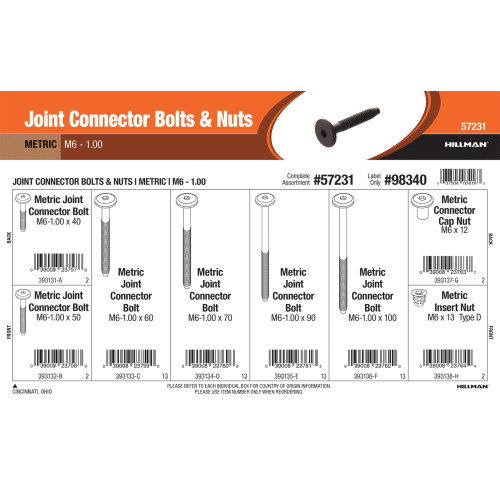 Metric Joint Connector Bolts & Nuts Assortment (M6 - 1.00 Thread)
