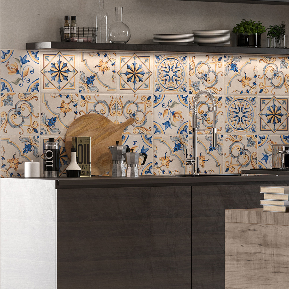 Toscana Giotto Decoro Mix 7-7/8 in. x 7-7/8 in. Porcelain Floor and Wall Tile