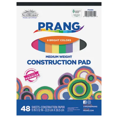 Prang (Formerly SunWorks) Medium Weight Construction Paper Pad, 8 Assorted Colors, 9