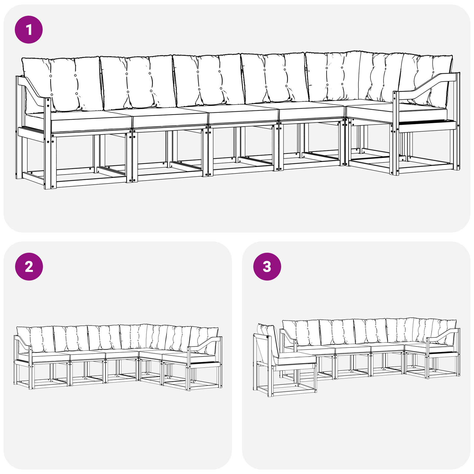 vidaXL Outdoor-Sofagarnitur mit Kissen 6 pcs Natur und Beige – Bild 8