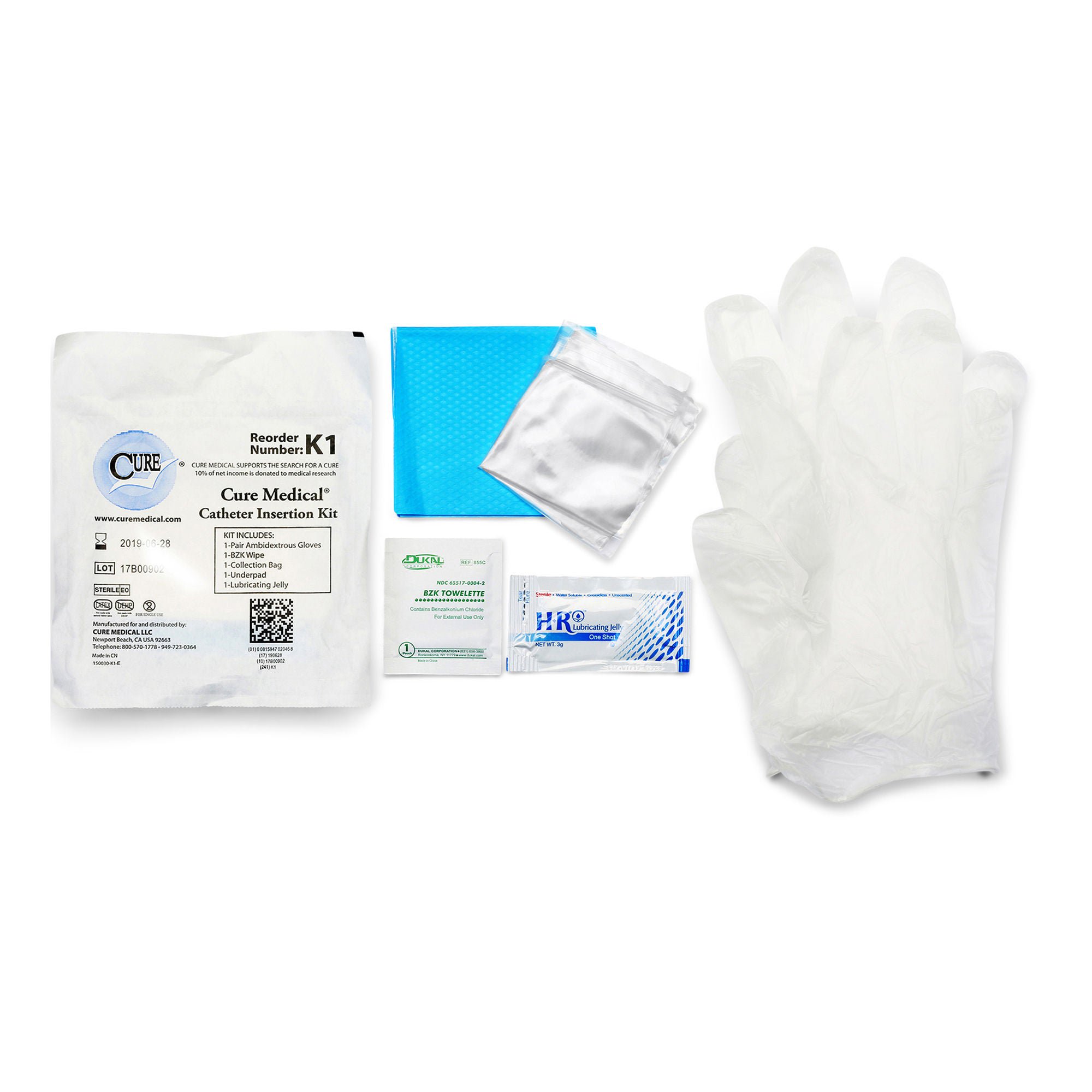 Cure Medical® Catheter Insertion Tray with Zip Lock Bag