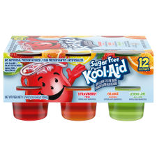 Kool-Aid Strawberry, Orange & Lemon Lime Sugar Free Jell-O Jello Cups Gelatin Snack Pack, 12 ct Cups