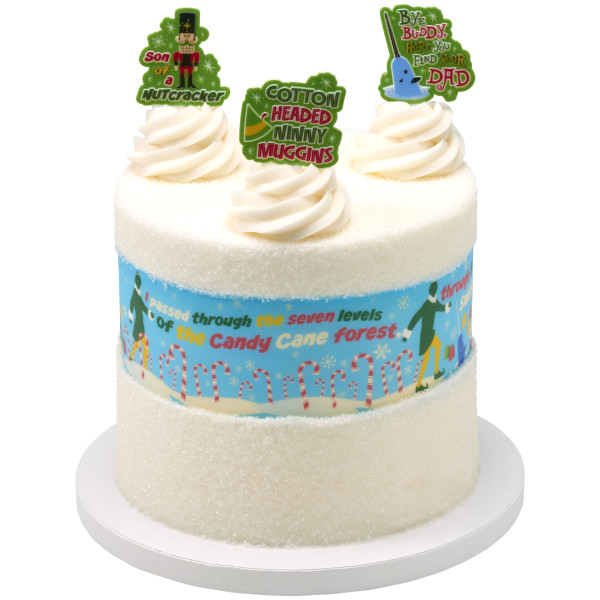 Elf Candy Canes & Gum Drops PhotoCake® Edible Image® Strips