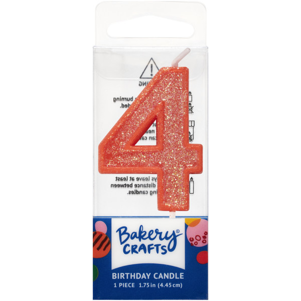 4 Mini Glitter Numeral Candles