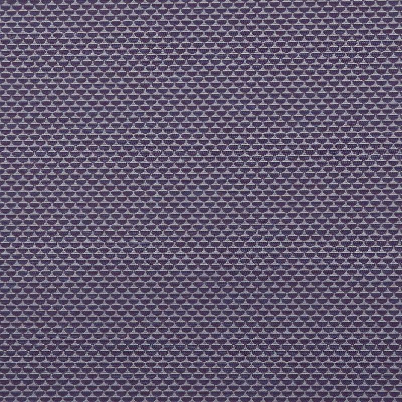 Woven purple textile patterned with staggered rows of small light-lilac halfâ€‘ovals, repeating across a flat surface; close-up, evenly lit view suggesting upholstery or wallpaper.