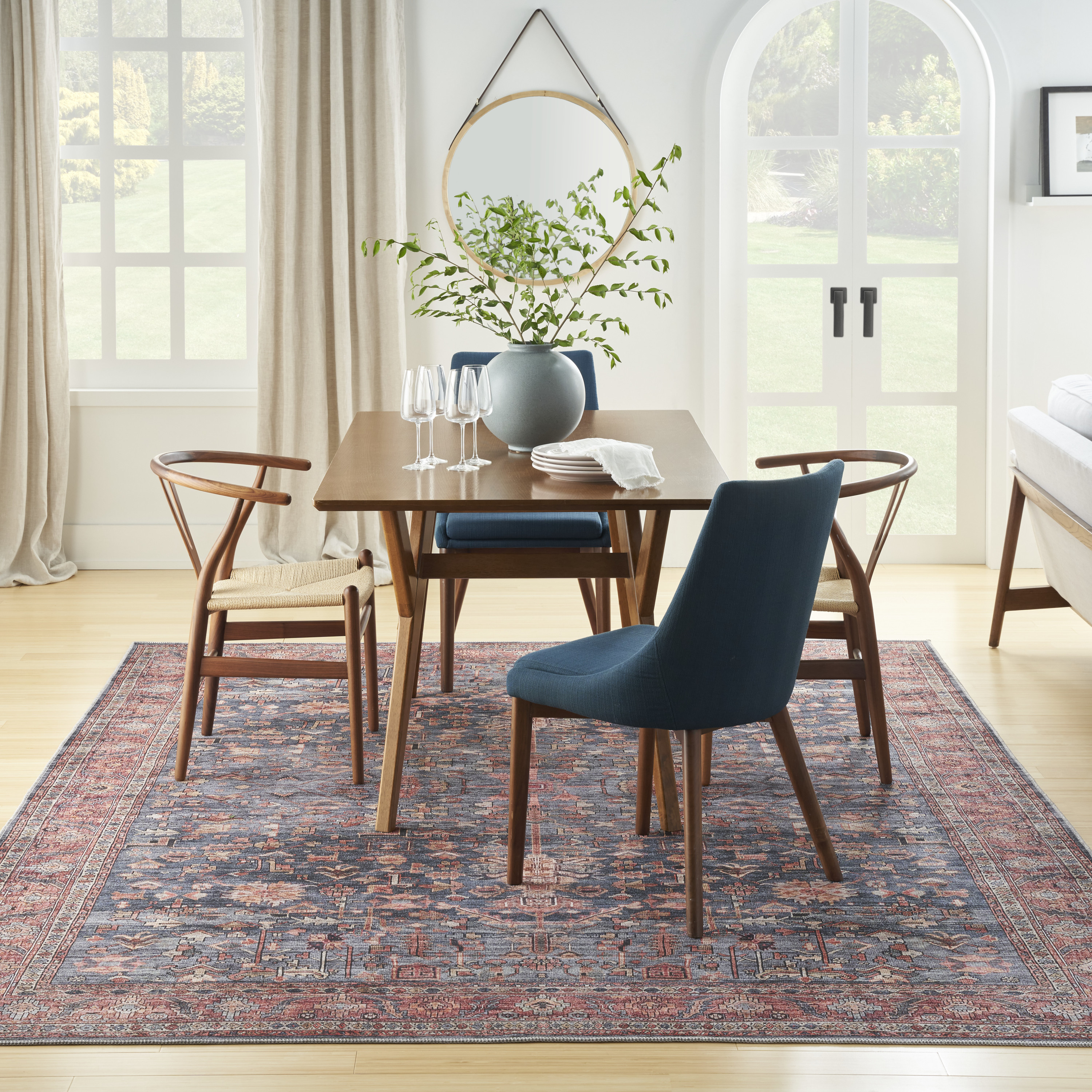 Nourison Grand Washables 7'10" x 9'10" Navy Brick Vintage Indoor Rug
