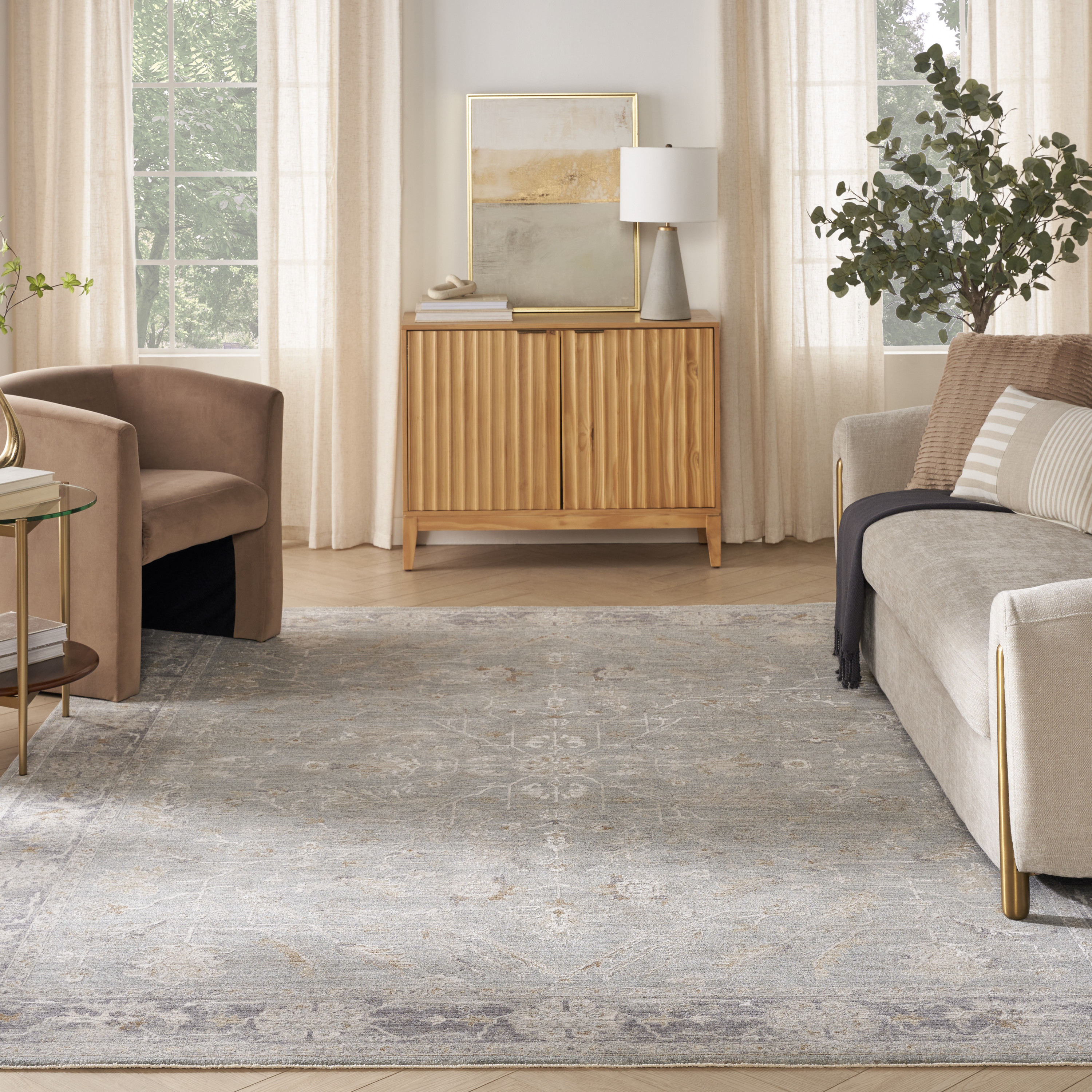 Nourison Infinite 9'3" x 12'7" Blue Ivory Vintage Indoor Rug