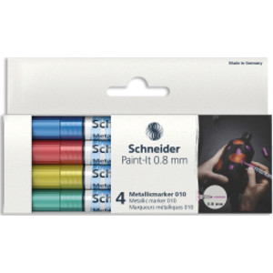 Paint-It 010 Metallic Markers, 0.8 mm Tip, Wallet, 4 Assorted Ink Colors (Set 2)