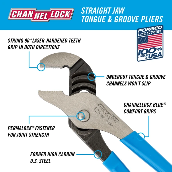 426 6.5-inch Straight Jaw Tongue & Groove Pliers
