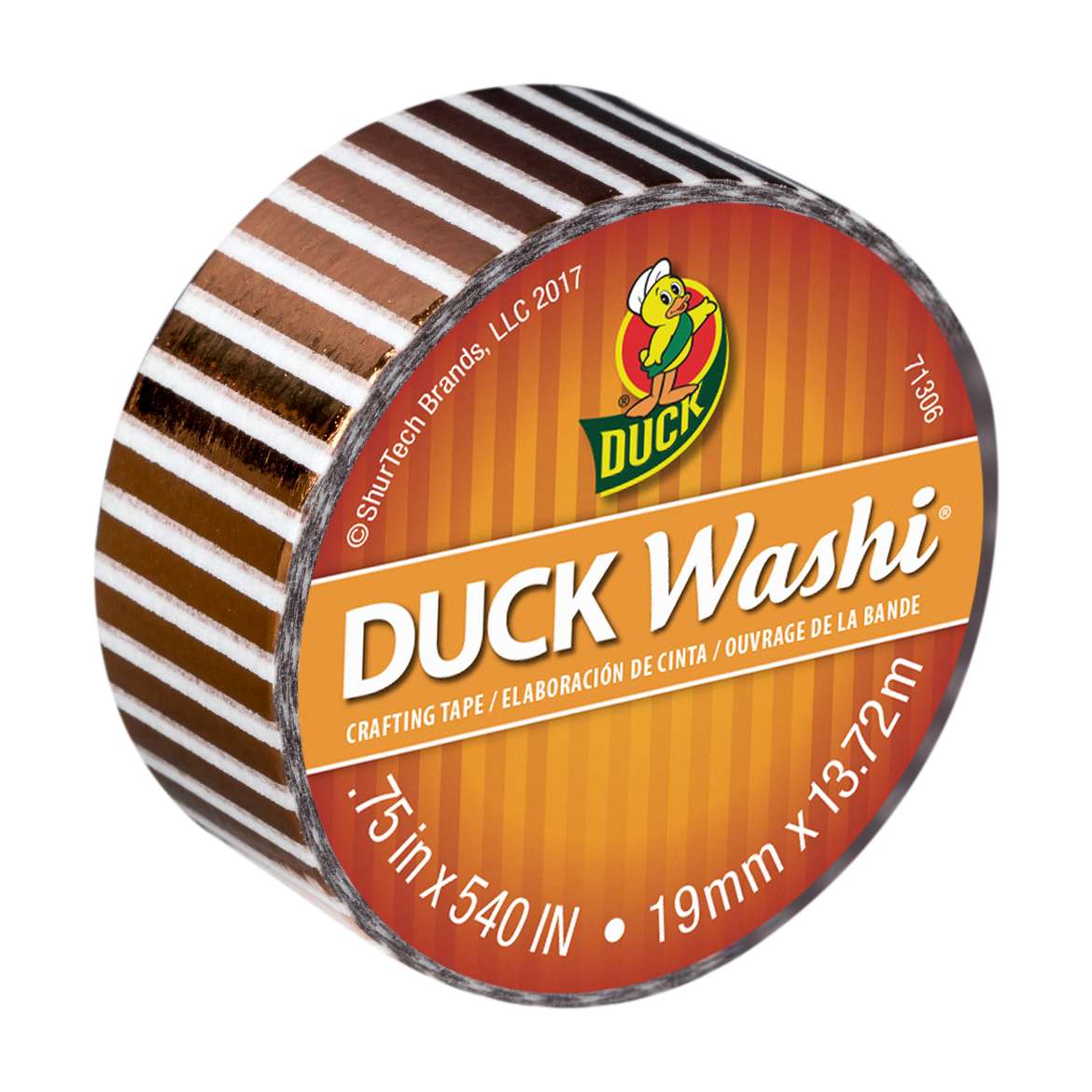 Duck Washi® Crafting Tape - Metallic Bronze Stripe, 0.75 in. X 15 yd. Image