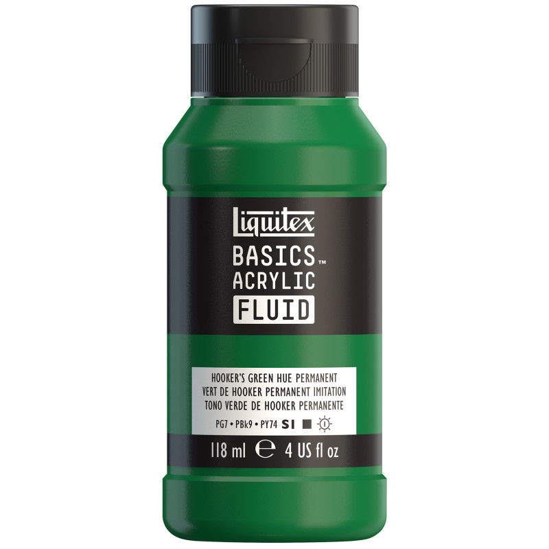 BASICS Acrylic Fluid, 118 mL Bottle, Hooker's Green Permanent Hue