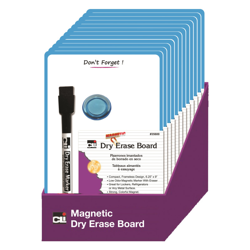 Magnetic+Mini+Dry+Erase+Boards%2C+6-1%2F4%22+x+9%22%2C+Marker+w%2FEraser+and+1+Magnet%2C+Blue+Frame%2C+Pack+of+12
