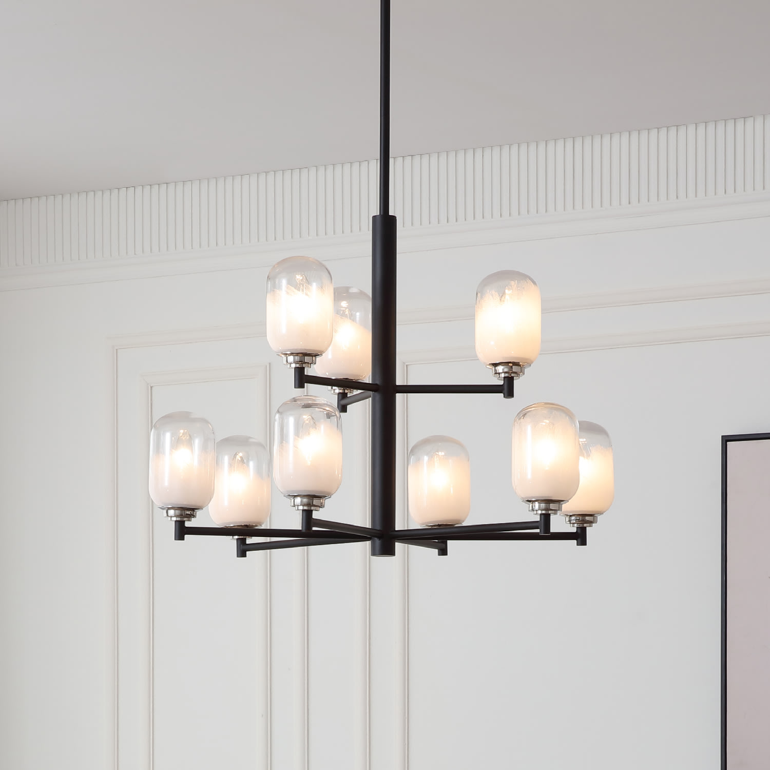 Seren 9 Light Chandelier — installation 1