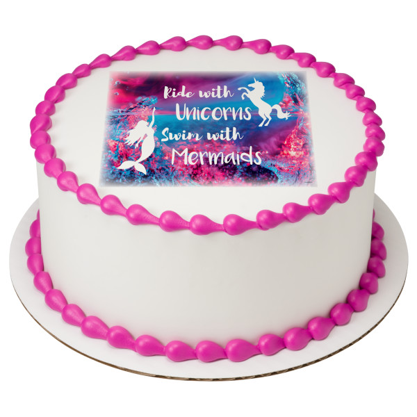 Mermaid And Unicorn PhotoCake® Edible Image®