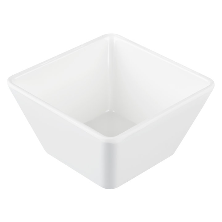 Small square melamine cubic display bowl in white