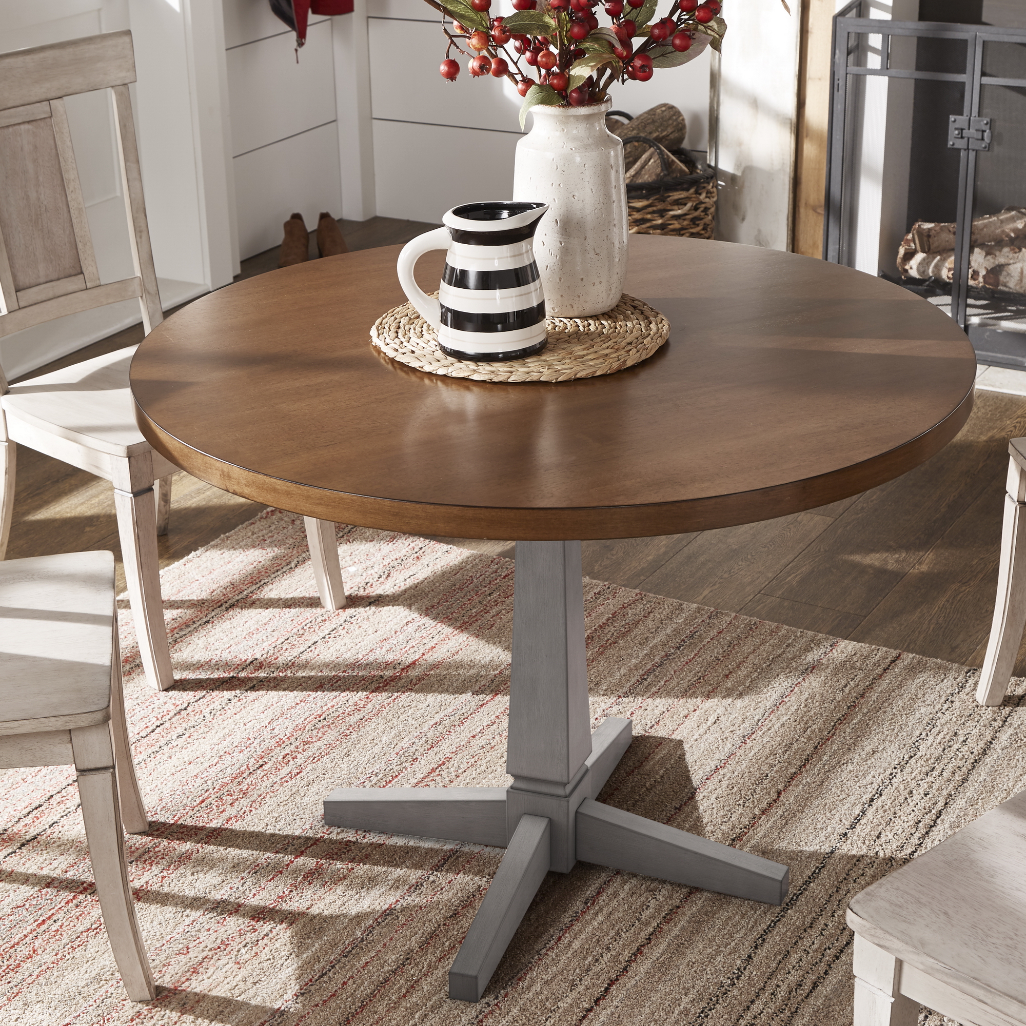 Round Two-Tone Dining Table