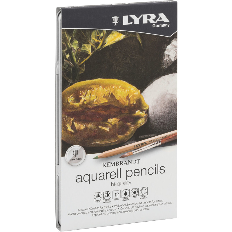 Rembrandt Aquarell Watercolor Pencil Set Tin, Assorted Colors, 12 Pieces